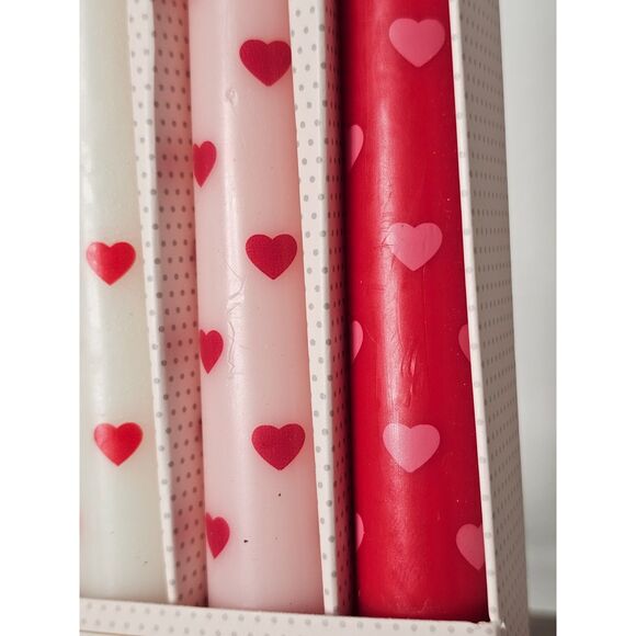 Cupcakes & Cashmere Taper Candles Valentines Hearts 10” Set Of 4 - Picture 3 of 3